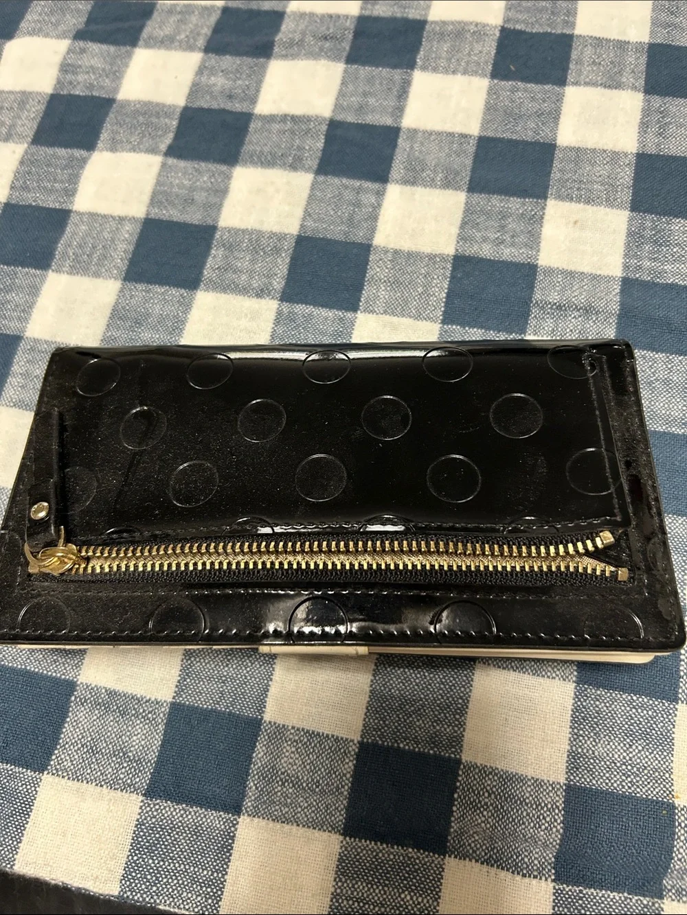 kate spade Black Patent Polka Dot Bow Continental Wallet